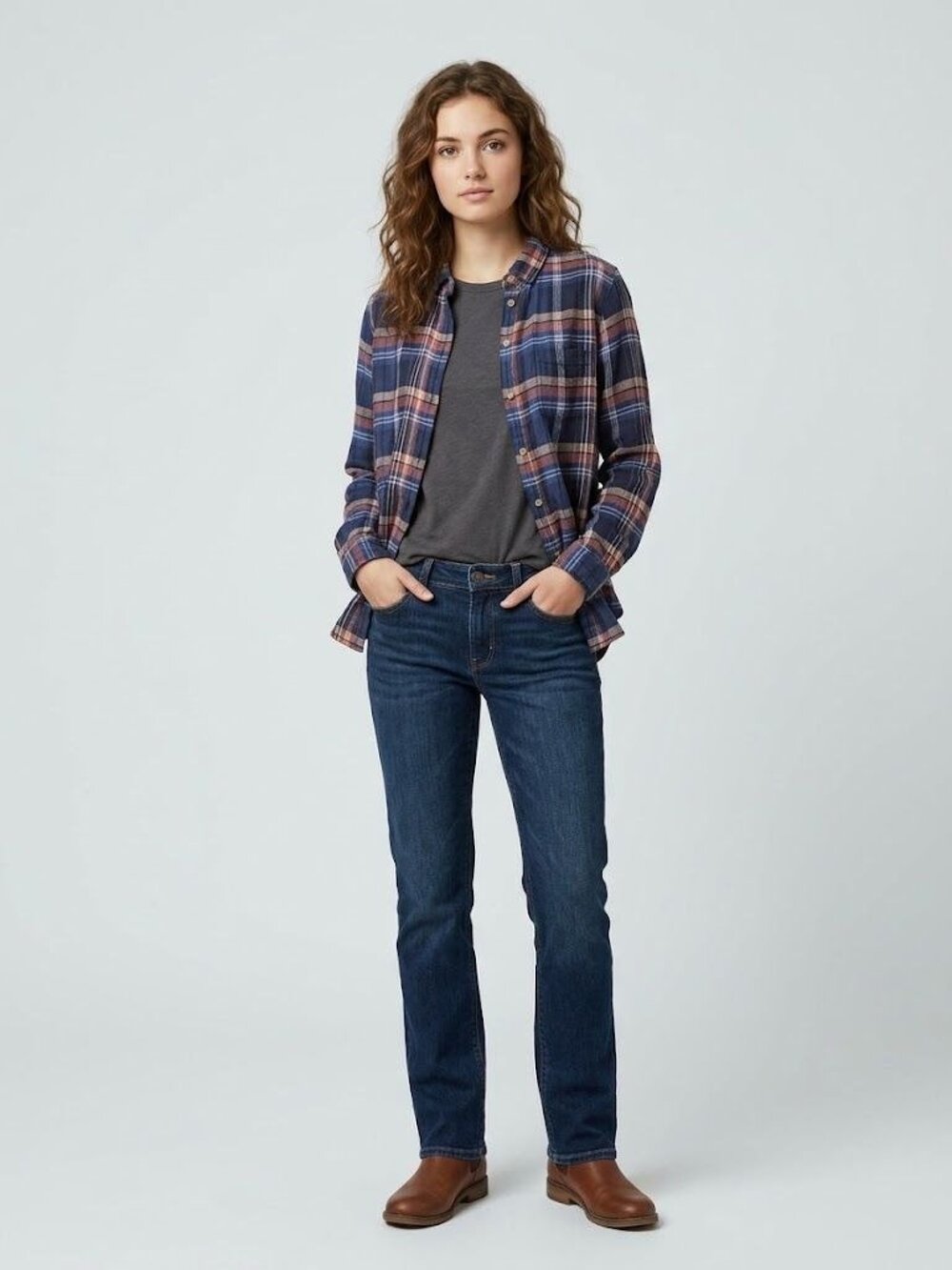 American Eagle Womens L Ahh-Mazingly Soft Plaid Boyfriend Shirt Blue Red Button